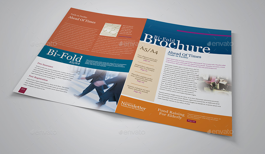  Vertical  A4 A5  Bi fold Brochure  Mock Up by Brahmia 